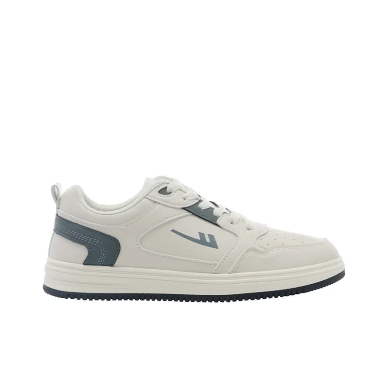 Warrior Casual White Sneakers Durable Lightweight And Breathable Low Top Skateboard Shoes Men's Beige Blue-1