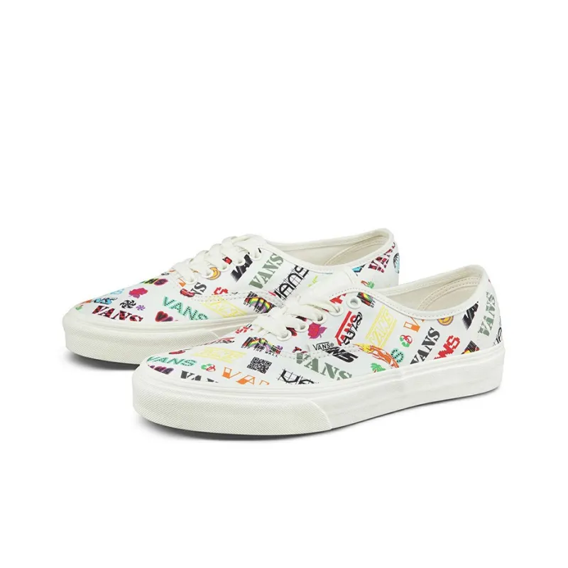 Vans Authentic Breathable Lightweight Low Top Casual Skate Shoes Unisex White Multi Color-1