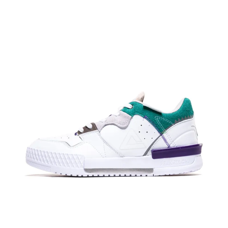 PEAK Taichi 910 Coverage Slip Resistant Cushioning Wear Resistant Breathable Low Top Skateboard Shoes Men's White Green-0