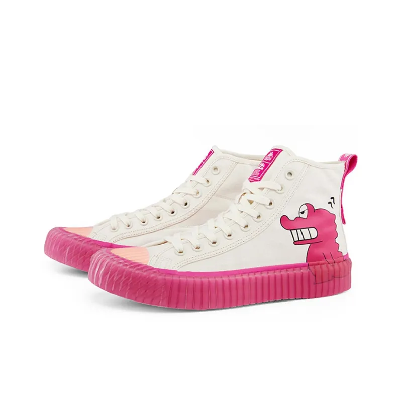 Kappa High Top Skateboard Shoes Unisex White Pink-2