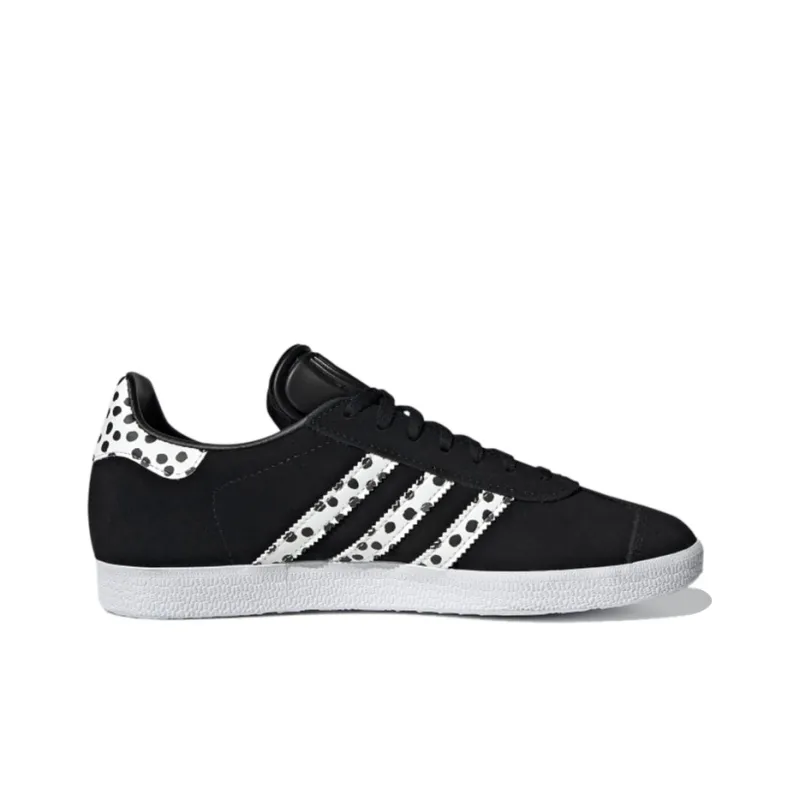 Adidas Originals Gazelle Abrasion Resistant Low Top Skateboard Shoes Women's Black White Gold-1