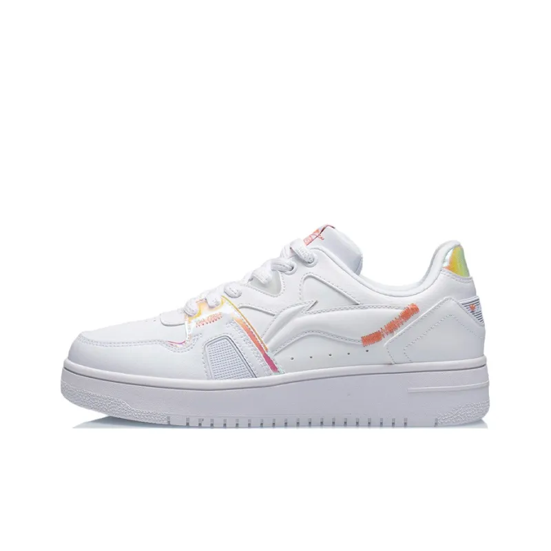 LiNing Non slip Lightweight Low Top Skateboard Shoes Women's White-0
