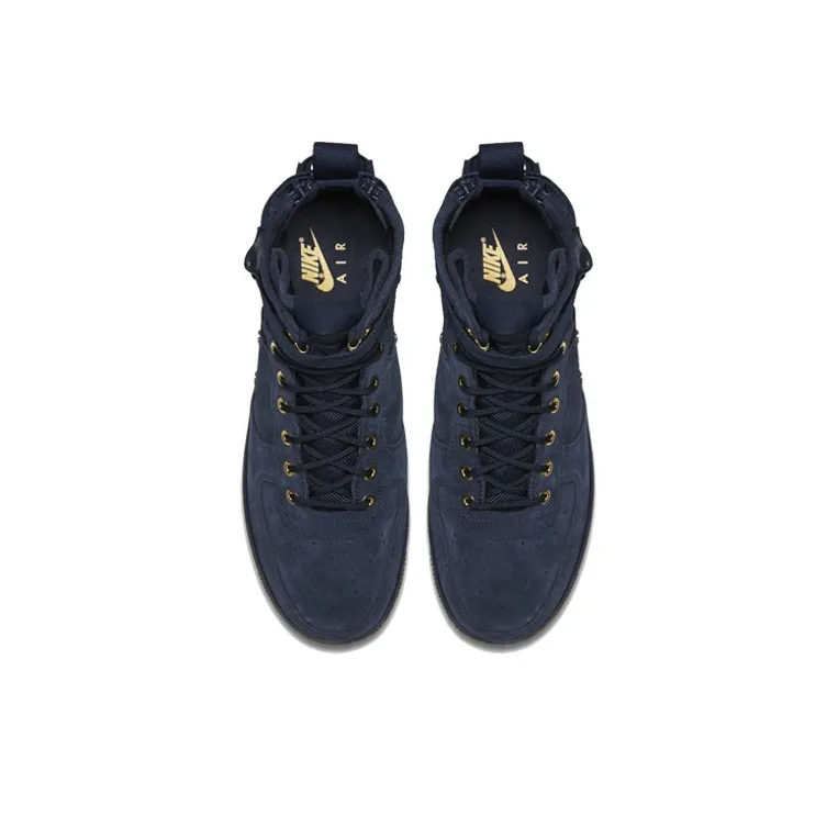 Nike Sf Air Force 1 Mid Obsidian Metallic Gold-3