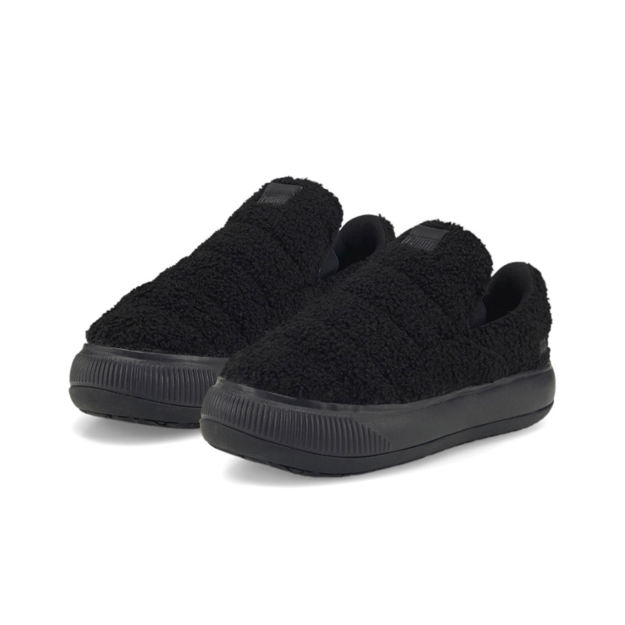 PUMA Suede Mayu Slip-On Teddy Black Women's - POIZON