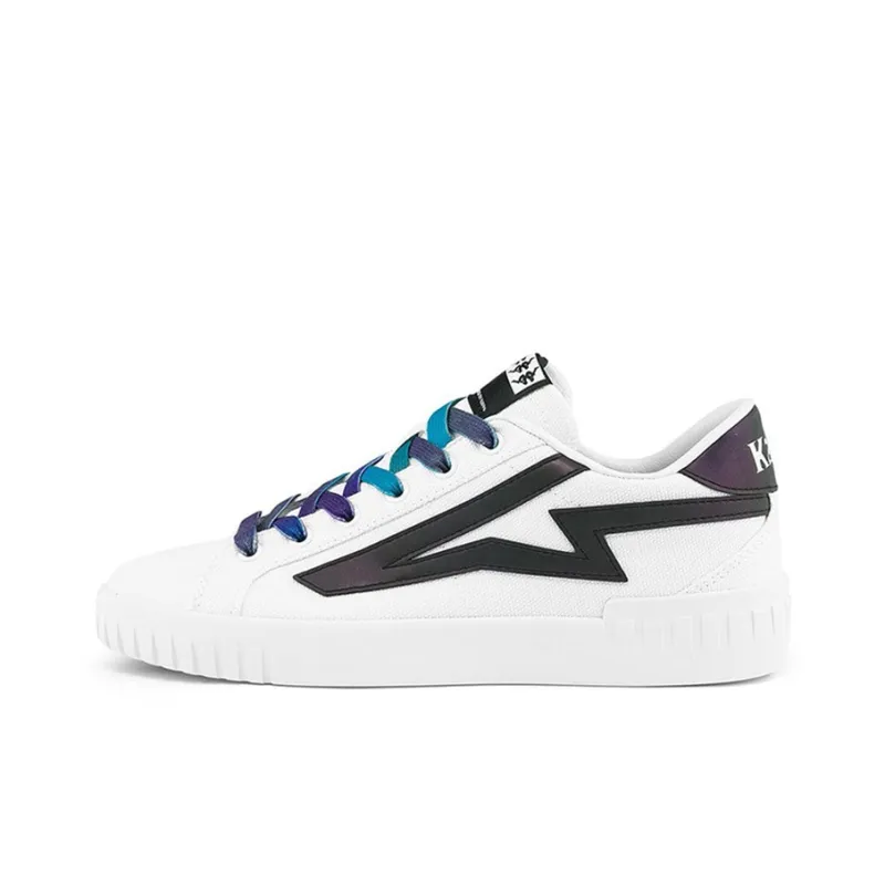 Kappa Casual Comfort Low-Top Skateboard Shoes Unisex White And Black Iridescent-0