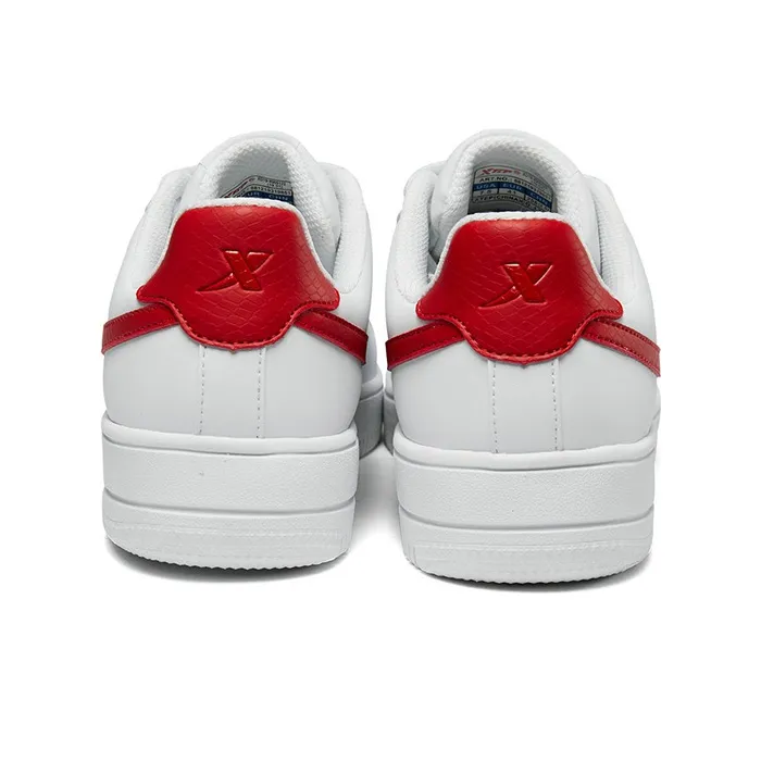 XTEP Air Force 1 Anti Slip Wear Resistant Low Top Skateboard Shoes Men's White Red-2