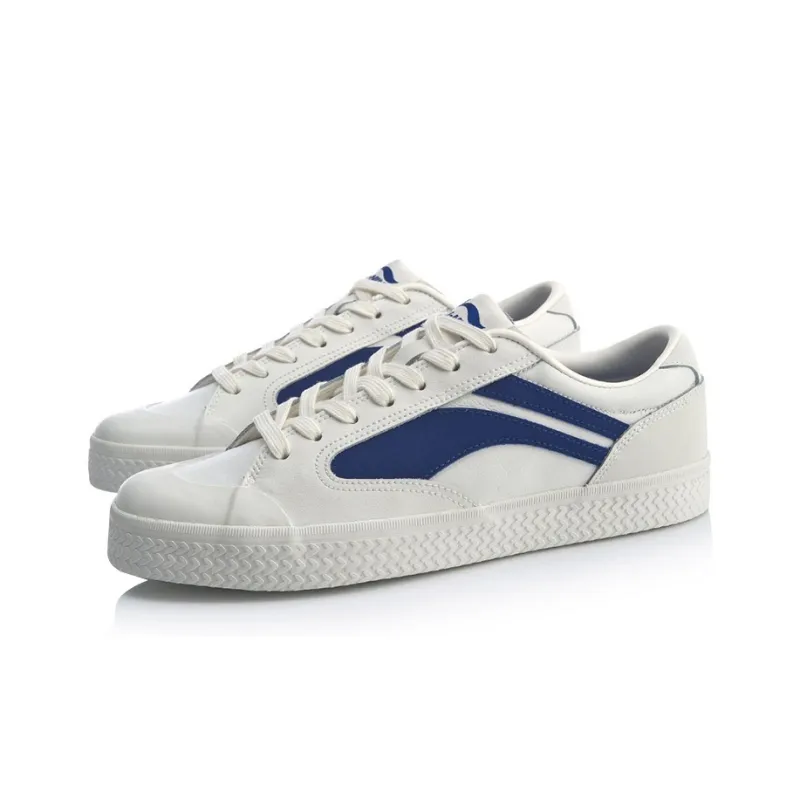 LiNing Wave Anti Slip And Wear Resistant Lightweight Low Top Skateboard Shoes Men's White Blue-2