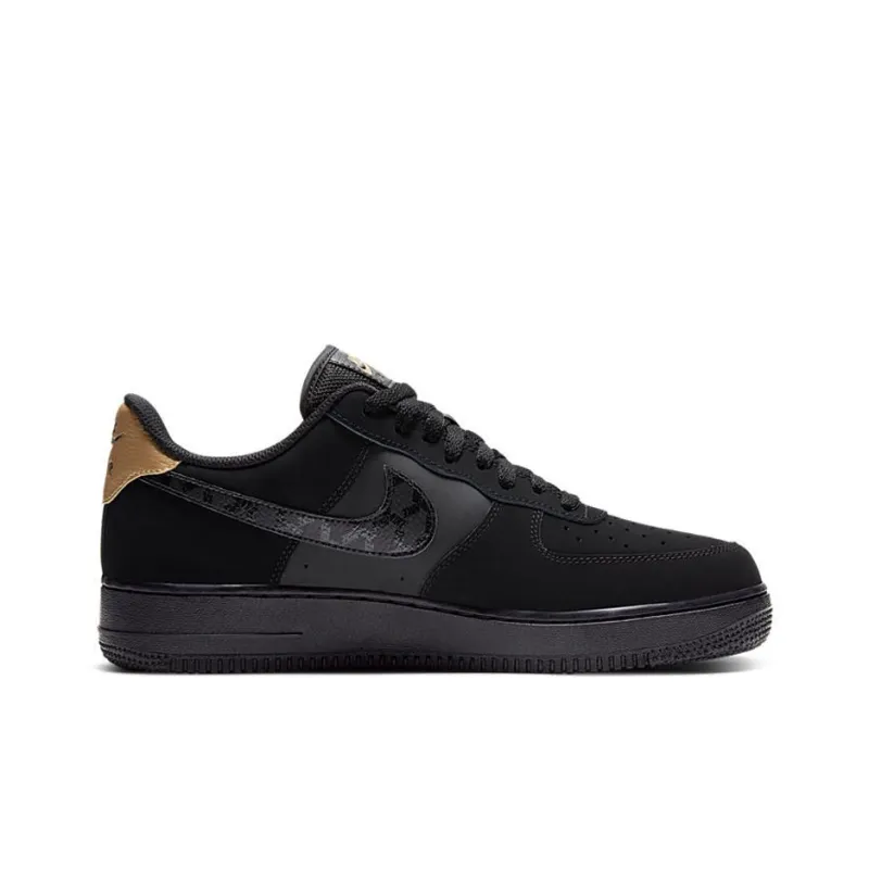 Nike Air Force 1 Low Nubuck Black Metallic Gold 2021-1