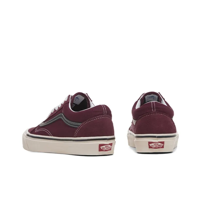 Vans Old Skool Wear resistant Non Slip Retro Low Tops Casual Skateboarding Shoes Deep Red-3