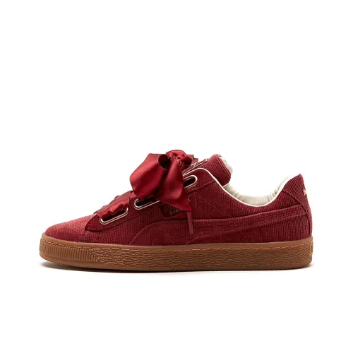 PUMA Basket Heart Skateboard Shoes Women's Low-Top Burgundy