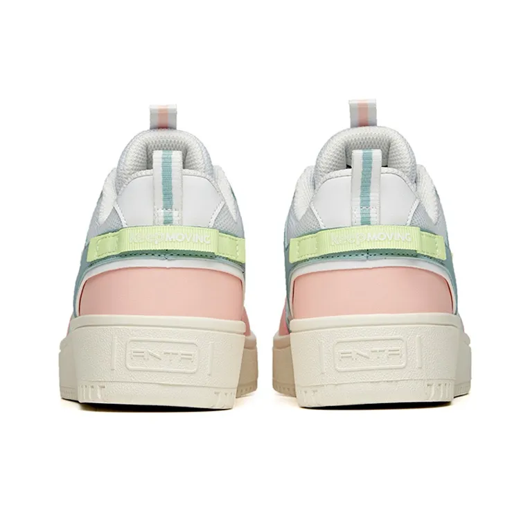 Anta Life Collection Abrasion Resistant Low Top Skateboard Shoes Women's White Cyan Pink-3