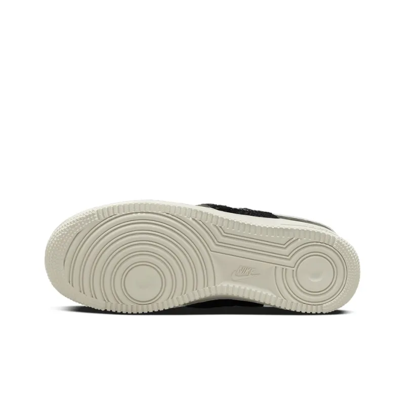 Nike Air Force 1 Low Black Light Bone Faux Fur Women's-5