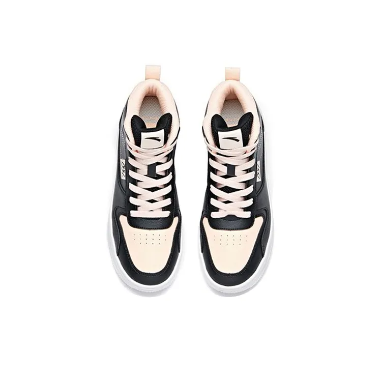 Anta Life Collection Anti-Slip Wear-Resistant High-Top Skateboard Shoes Women's Black Pink-3