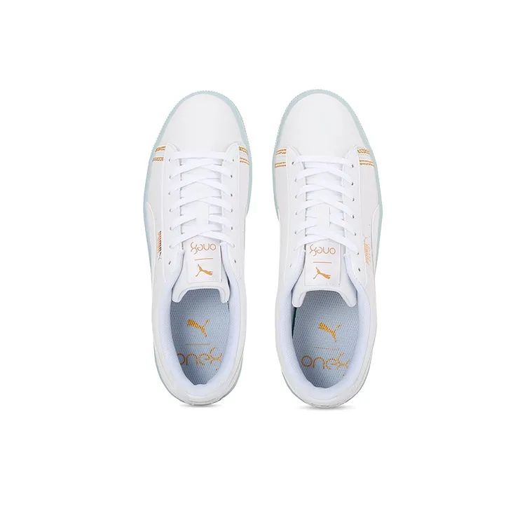 PUMA Basket Classic Reptile One8 Anti-Slip And Wear-Resistant Lightweight Low-Top Skateboard Shoes Unisex White Gold-2
