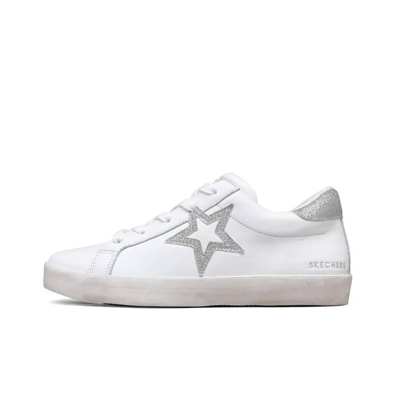 Skechers Diamond Starz Low-Top Skateboard Shoes Women's White Silver-0