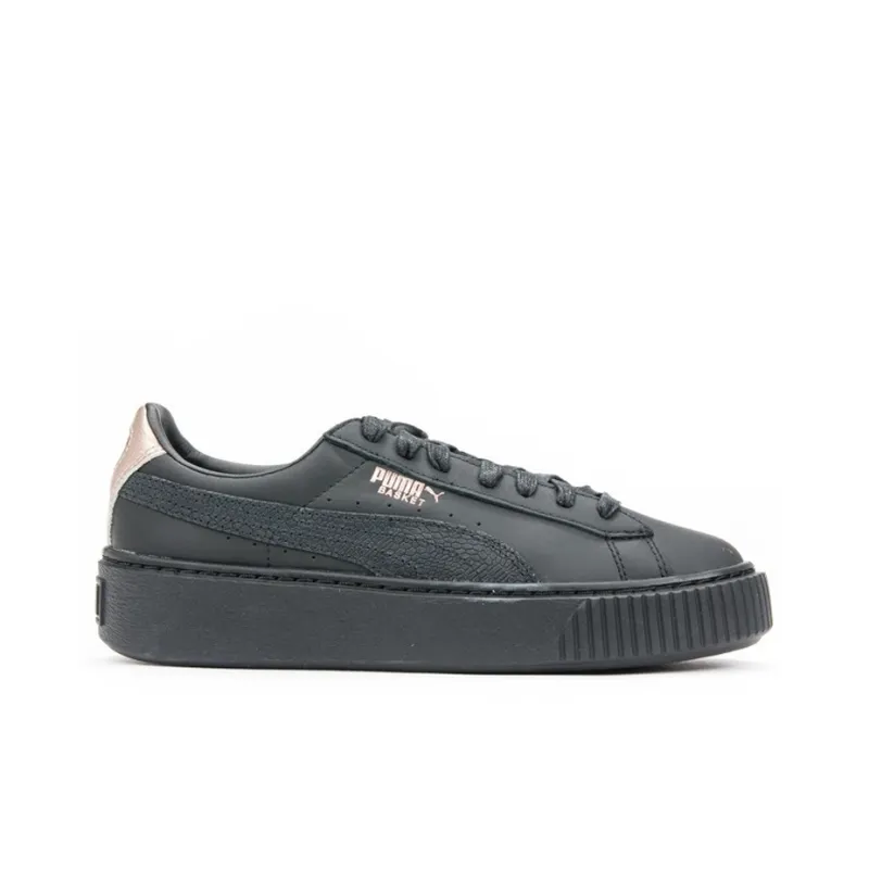 PUMA Basket Platform Euphoria RG Cushioning Balance Lightweight Low-Top Skateboard Shoes Women's Black-1