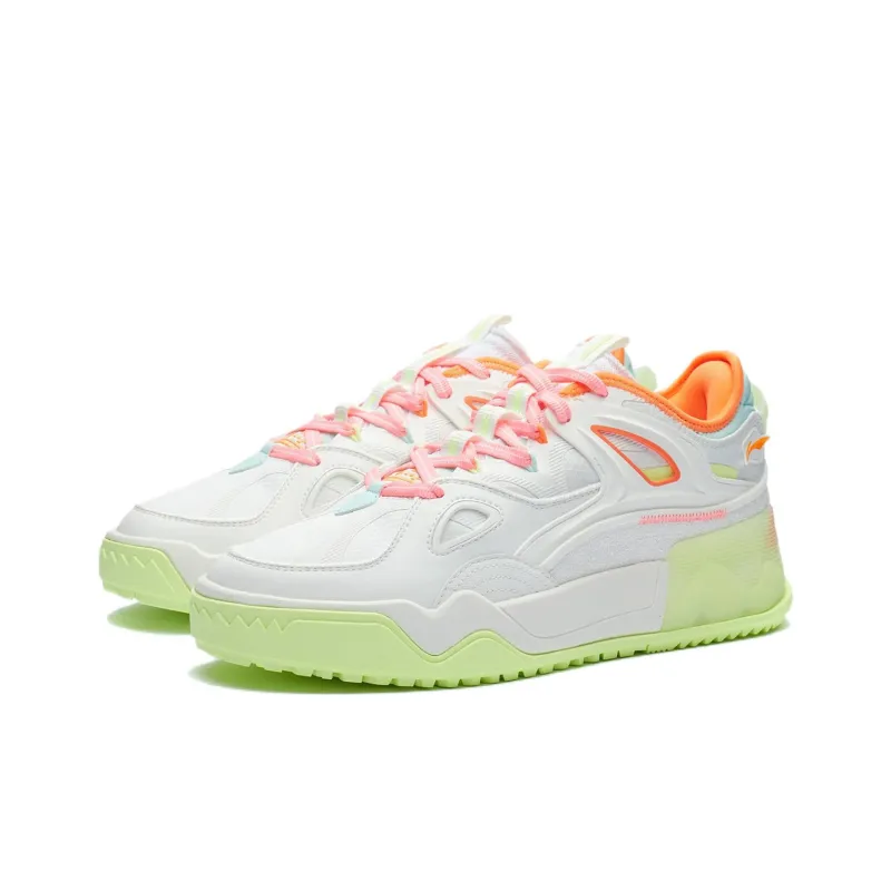 LiNing Meteor Twinkle Star Abrasion Resistant Breathable Low Top Skateboard Shoes Men's Fluorescent Shimmer Pink-2