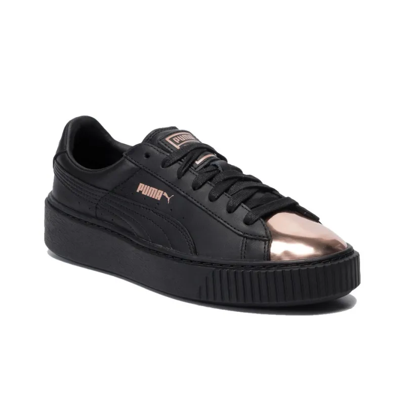 PUMA Basket Platform Metallic PUMA Black Rose Gold Women's-2