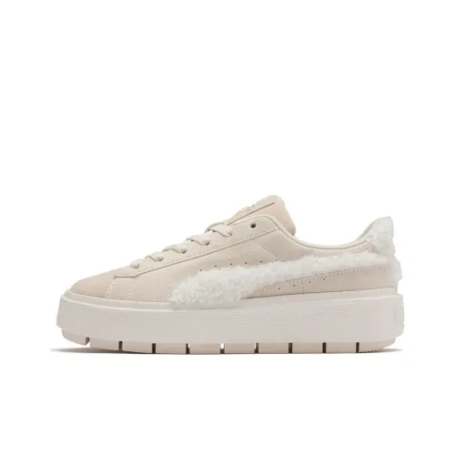 PUMA Platform Skateboard Shoes Women's Mid-Top Beige