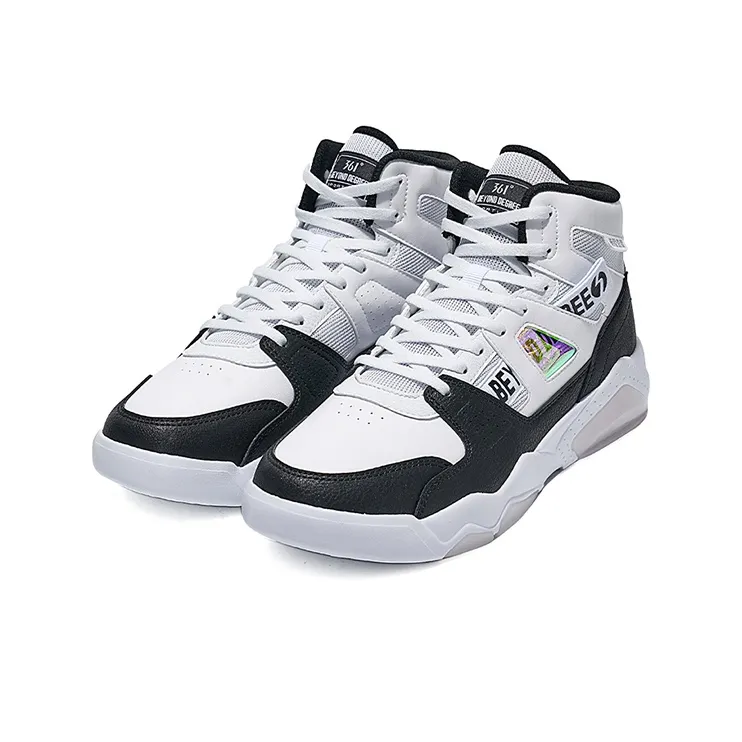 361° Xingran Durable Breathable High Top Skateboard Shoes Men's White Black-2