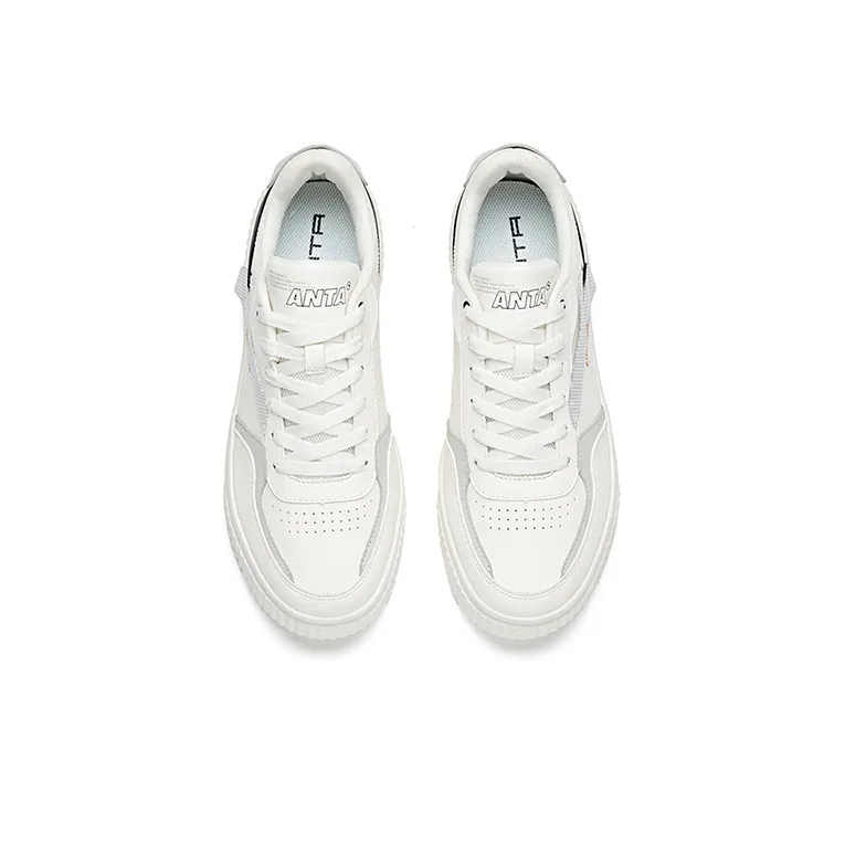 Anta Anti Slip Wear Resistant Low Top Skateboard Shoes Men's Ivory White Black-2