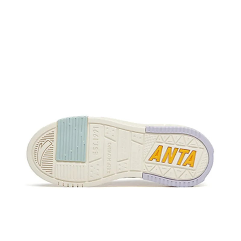Anta Life Collection Low-Top Skateboard Shoes Women's White Gray Green-5