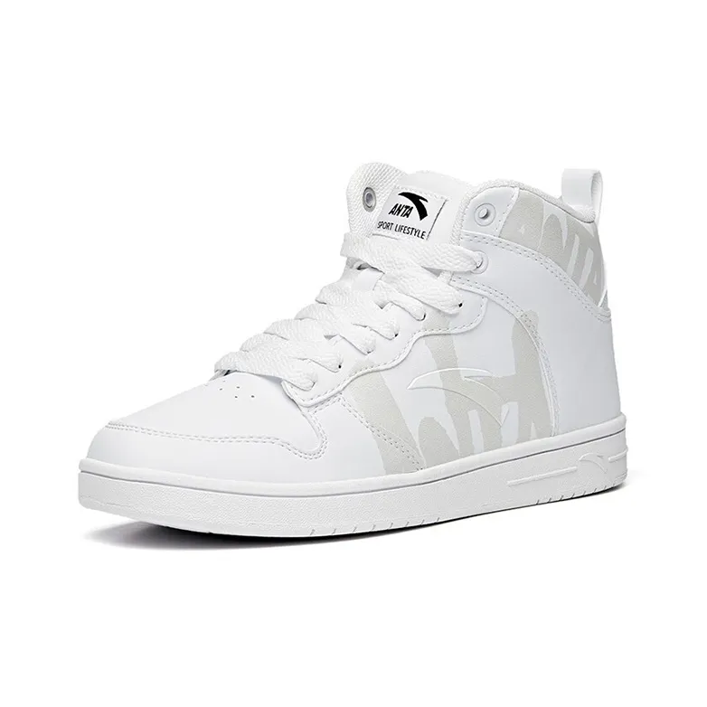 Anta Slip Resistant Coverage High Top Skateboard Shoes Women's Anta White-1