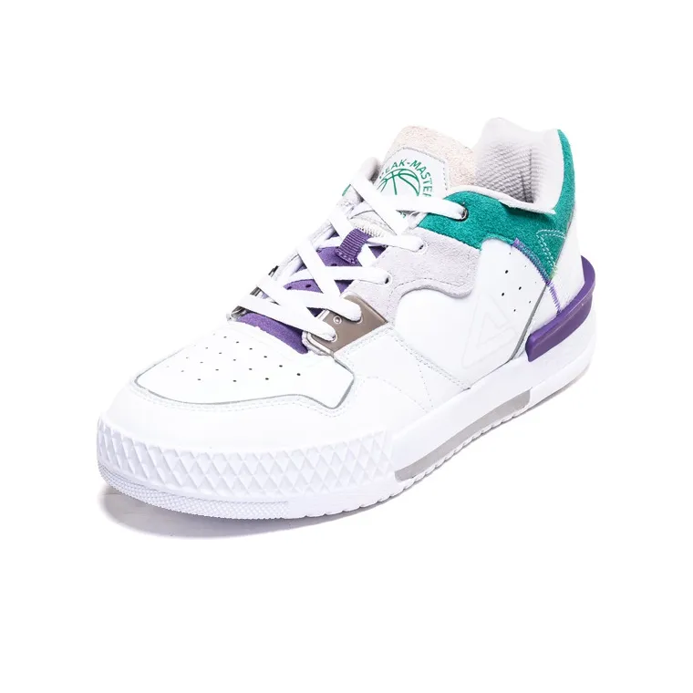 PEAK Taichi 910 Coverage Slip Resistant Cushioning Wear Resistant Breathable Low Top Skateboard Shoes Men's White Green-2