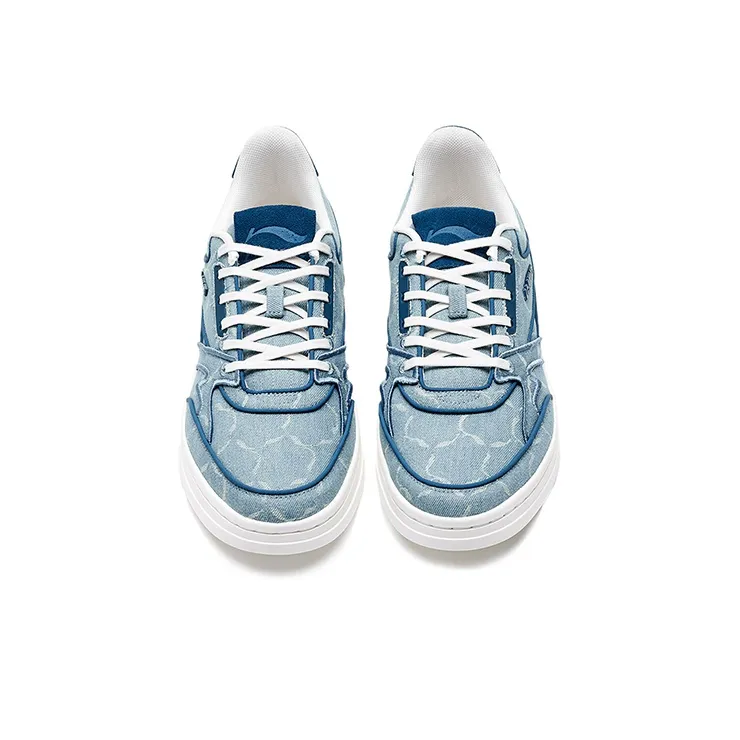 LiNing Classic Collection Wear Resistant Low Top Skateboard Shoes Men's Light Blue-2