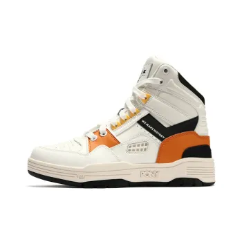 PONY M 100 Abrasion Resistant High Top Skateboard Shoes Unisex White Orange