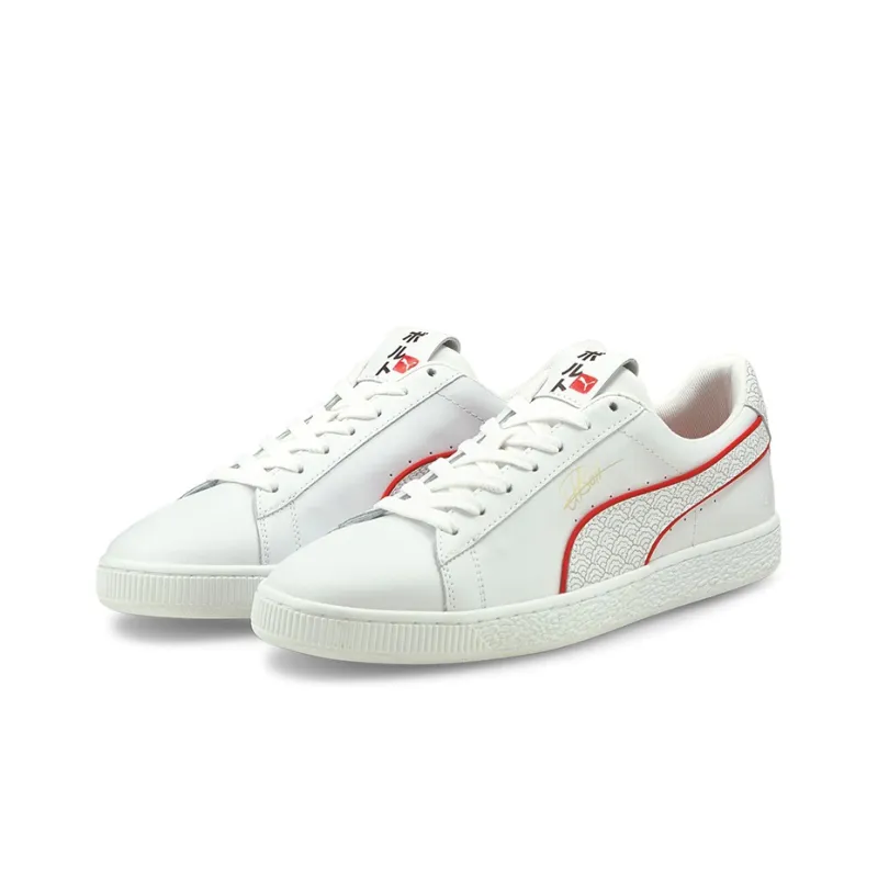 Usain Bolt x PUMA Lightweight Low-Top Skateboard Shoes Unisex White Red-2