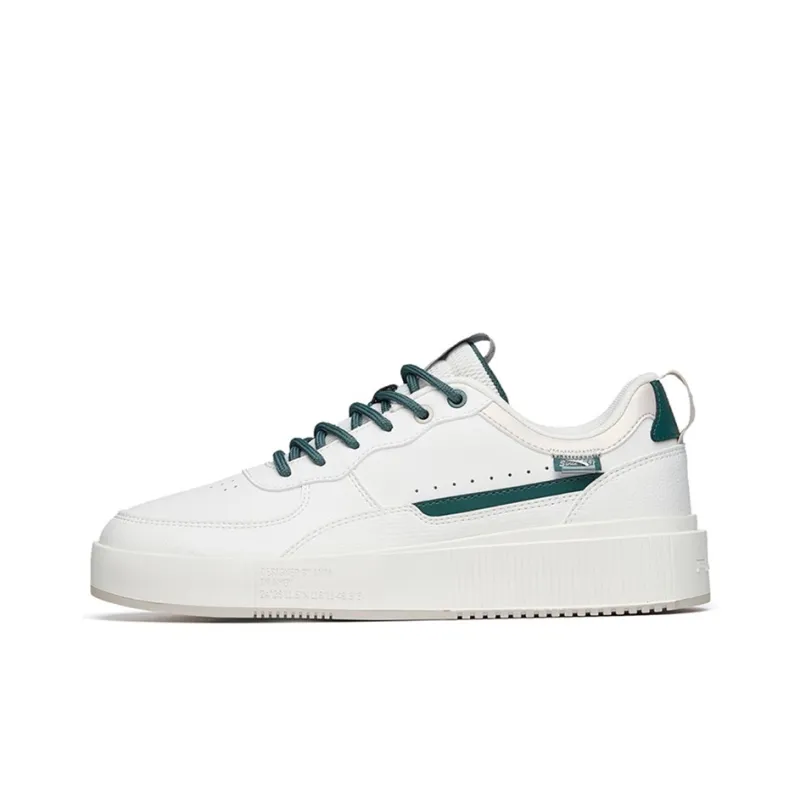 Anta Milk Cap Slip Resistant, Abrasion Resistant, Lightweight Low Top Skateboard Shoes Men's White Green-0