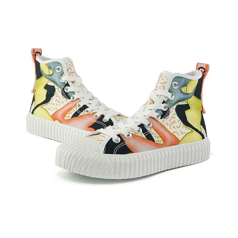 Kappa Lightweight And Breathable High Top Skateboard Shoes Unisex Multicolor-3