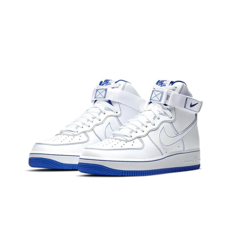 Nike Air Force 1 High White Royal Blue Contrast Stitch-2