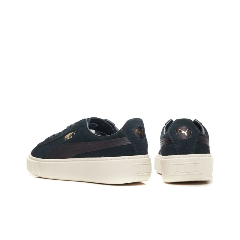 PUMA Suede Platform Satin 'Black White Gold' Women's-2