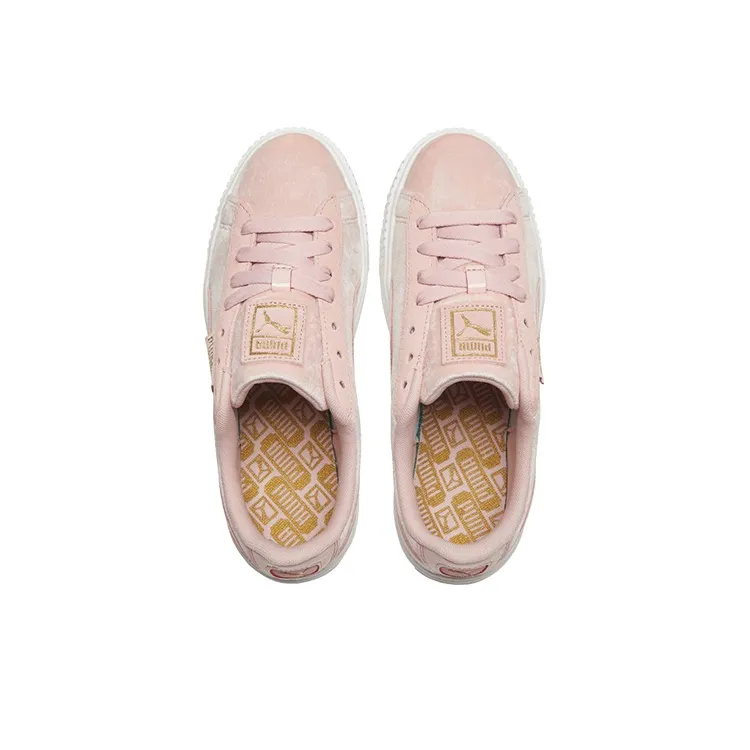 PUMA Platform Velvet Pink/White Low Casual Board Shoes Women's-3