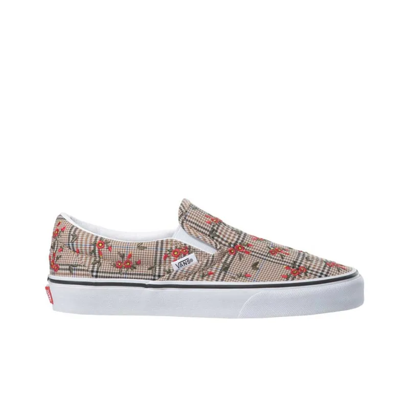 Vans Slip on Series Skateboard Shoes Women's Low Top Embroidered Floral-1