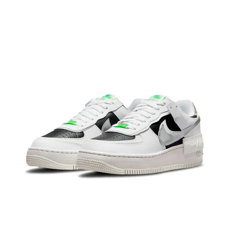 Nike Air Force 1 Low Shadow White Metallic Silver Black Green Women's'ss'-2