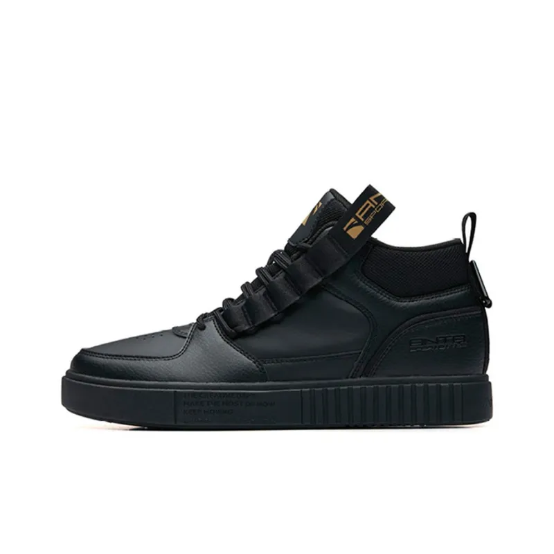 ANTA Skateboard Shoes Men Mid Top Black/Gold Metallic-0