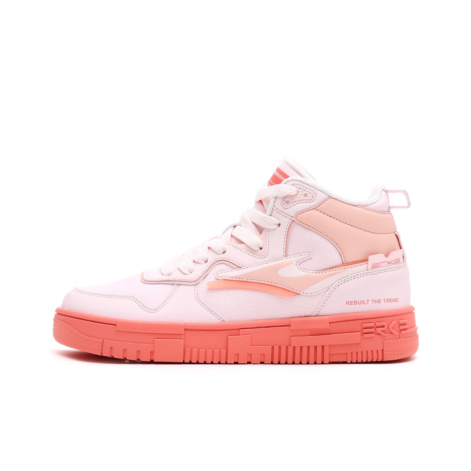 Erke Skateboard Shoes Women's High-Top Cherry Blossom Pink