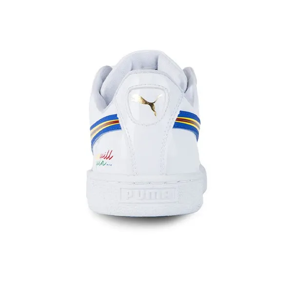 PUMA Basket Dee Coverage, Cushioning, Lightweight Low Top Skateboard Shoes Men's White-3