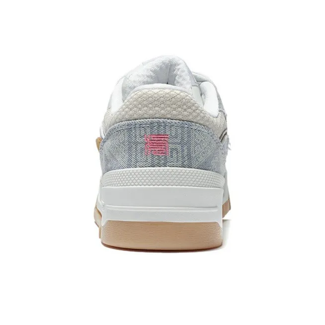 LiNing 001 BTC BTC Daily Gold Rush Anti Slip Wear Resistant Low Top Skateboard Shoes Women's Milk Blue-3