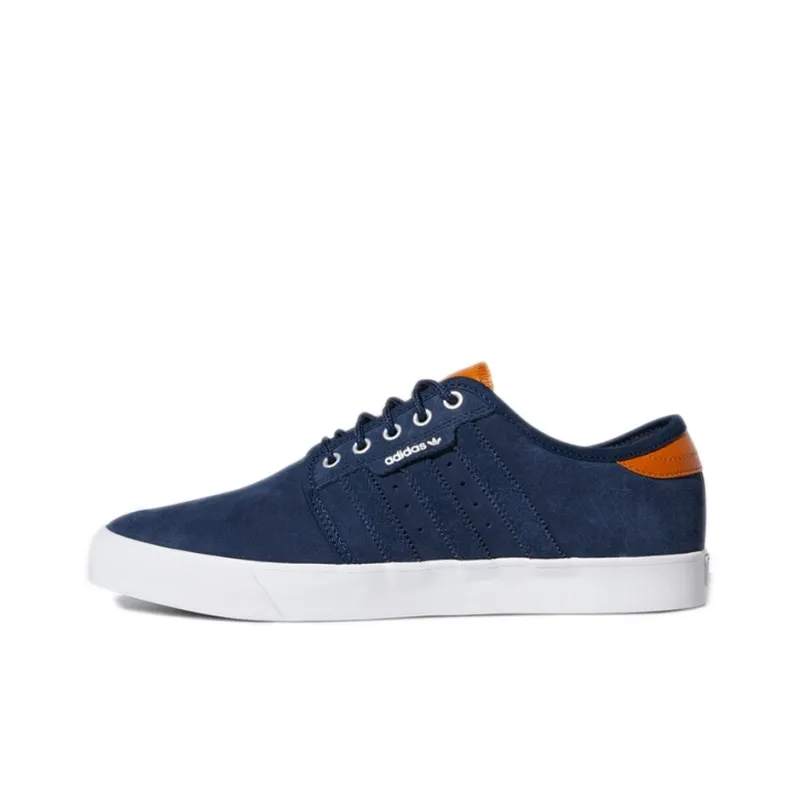 Adidas Originals Seeley Low Top Skateboard Shoes Men's Blue Brown-0