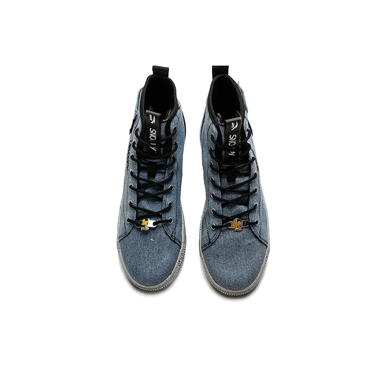 SNOOPY x Anta Wear Resistant Slip Resistant High Top Skateboard Shoes Men's Blue Black-2
