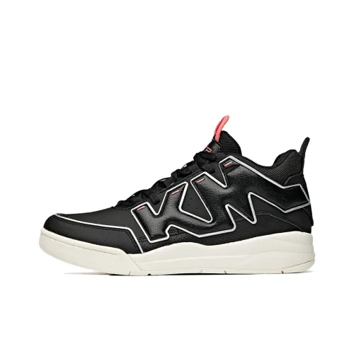 ANTA Skateboard Shoes Women's Mid-Top Black/Ivory White/Rouge Pink