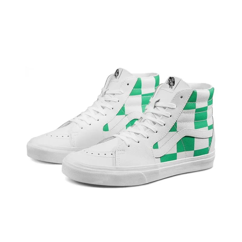 Vans Sk8 Hi 'Leather Check True White Fern Green'-1