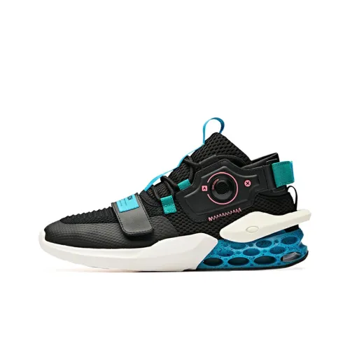 ANTA Skateboard Shoes Men Low-Top Black/Seaweed Green/Photo Blue