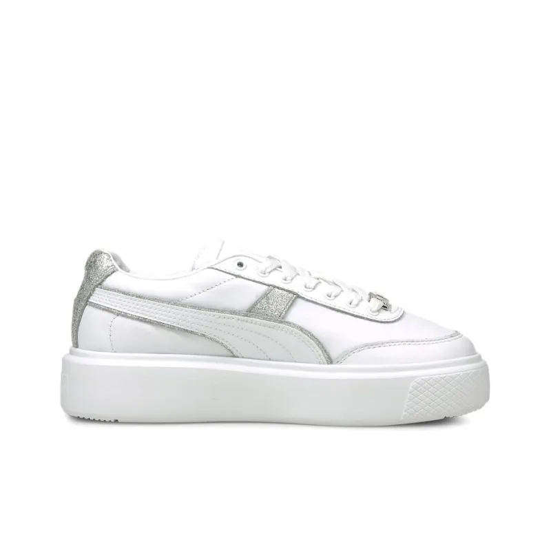 PUMA Oslo Maja Metal Coverage Anti-Slip And Wear-Resistant Lightweight Low-Top Skateboard Shoes Women's White Silver-1