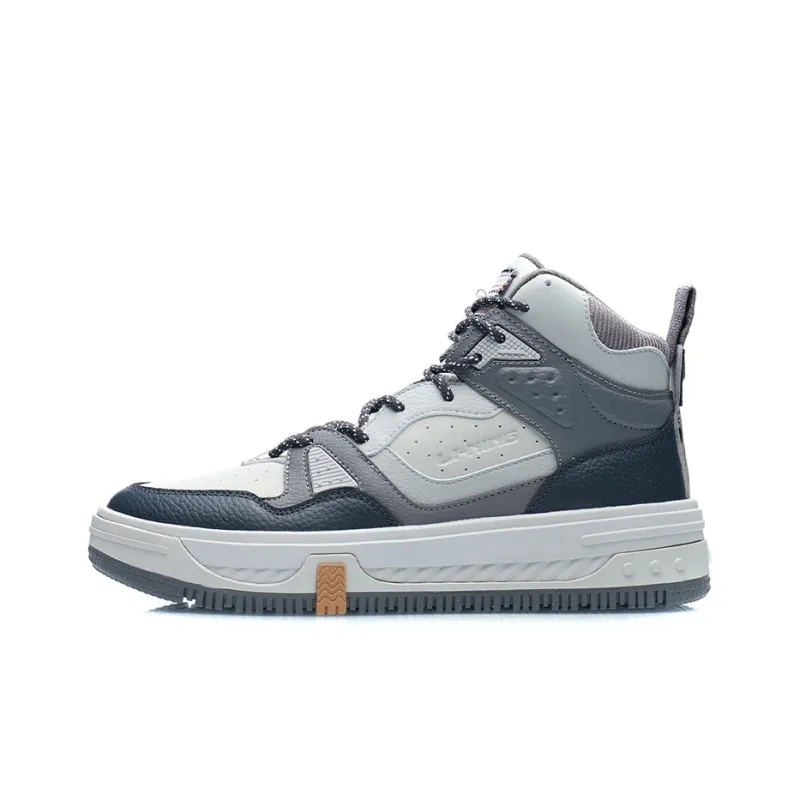 LiNing The Domain Line Territory Travel High Top Skateboard Shoes Men's Gray-0