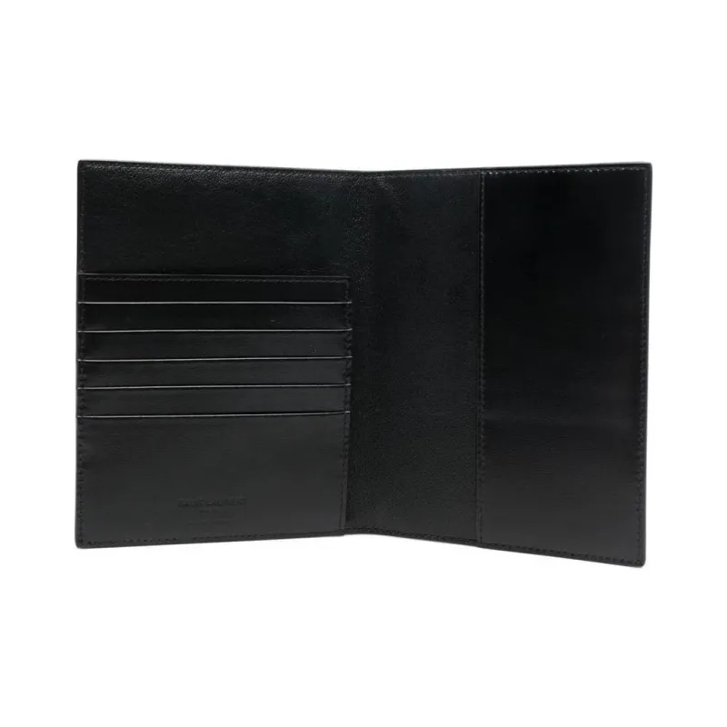 SAINT LAURENT PARIS Patent Leather Card Holders Passport Holders Men's Black-3